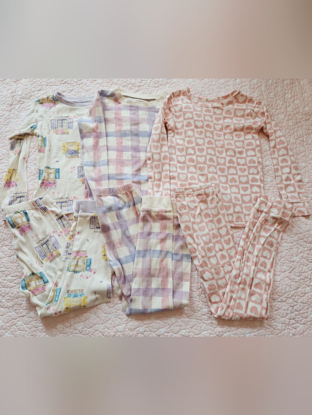 Bundle 3 Pajamas Burt's Bees GAP 5T Girls Long Sleeve Organic Cotton 5 Toddler